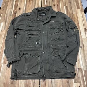 Vintage Jeep Jacket Mens M Green M-65 Style Field Military Utility Full Zip Y2K